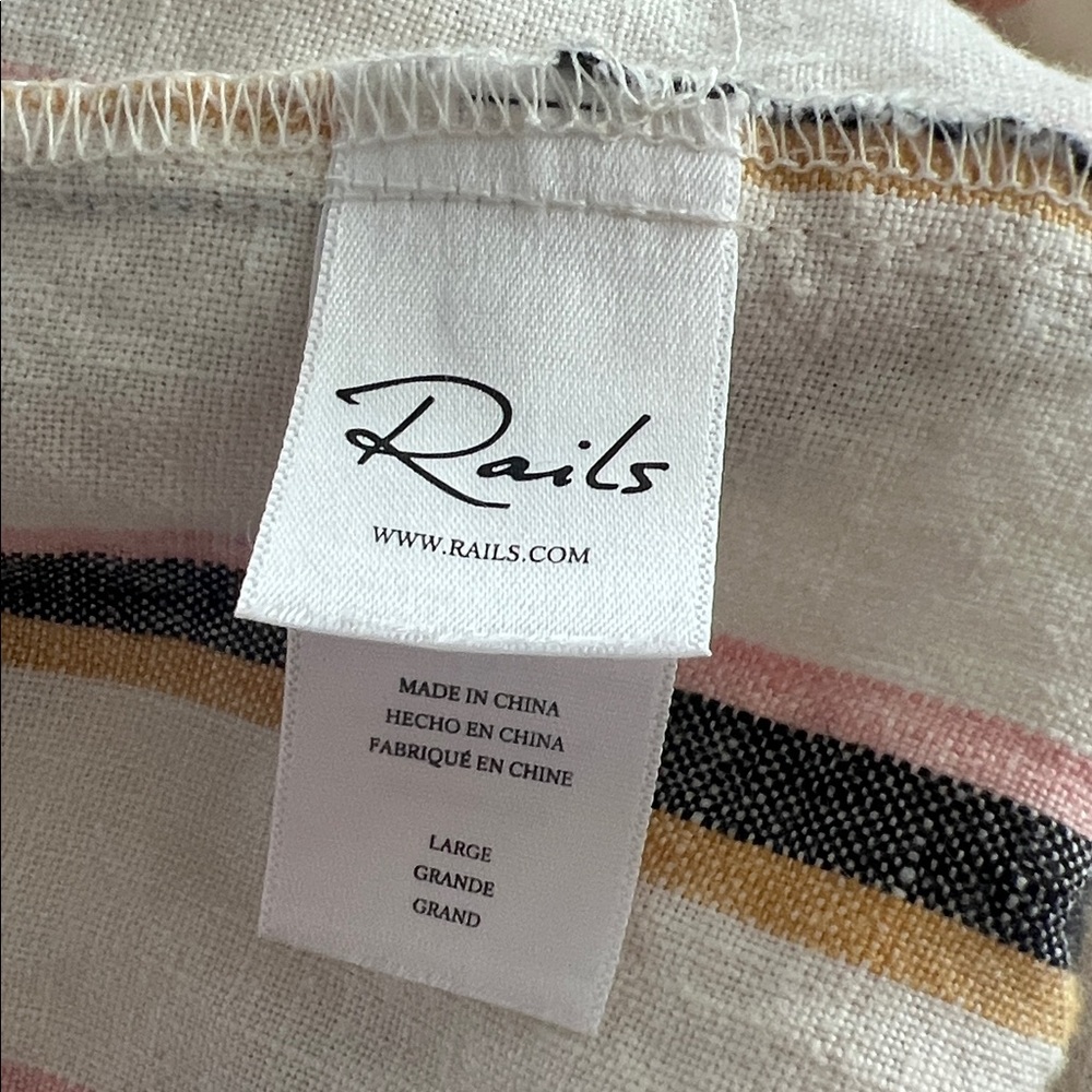 RAILS Linen Dress Hermosa Stripe Linen Large - Picture 7 of 8